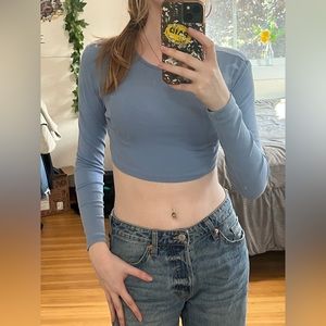 Light blue long sleeve crop top